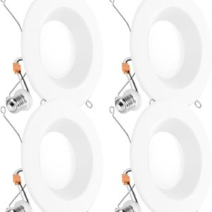 Sunco Retrofit LED Recessed Lighting 6 Inch, Downlight Can Lights for Ceiling, Baffle Trim, 965 LM, 13W (120W Equivalent), 5000K Daylight, Dimmable, Damp Rated UL 4 Pack