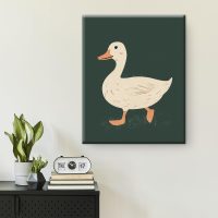 Goose Framed Wall Art Decor Cute Goose Dark Green Canvas Print Poster Painting Pictures Farm Animal Artwork for Home Boy Nursery Kid's Room Wall Decoration 8x10 Inches - Image 5