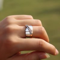 Metal Two-Tone Silver Color and Rose Gold Rings for Women Tiny Zirconia Jewelry for Daily Party - Image 7