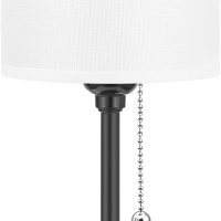 Small Bedside Table lamp for Bedroom - 3 Color Temperatures Bedside Lamps with USB C and A Ports, Pull Chain Table Lamps with AC Outlet, White Nightstand Lamps with Black Metal Base for Kids Reading - Image 9