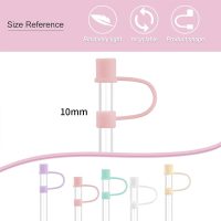 7pcs 10mm Straw Cap Set - Multicolor Silicone Drinking Straws (Light Blue, Pink, Yellow, Blue, White, Purple, Orange) - Image 2