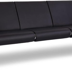Kinsuite 3-Seat Office Reception Waiting Room Chairs - Guest & Reception Chairs for Salon Barber Bench Airport Bank Hall Visitor Guest Black PU Leather Office Sofa, Black