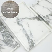 Real Luxurious Natural Marble Vanity Tray Genuine Marble Storage Tray for Home Decor Stone Tray for Bathroom/Kitchen/Vanity/Dresser Non-Resin/(arabescato) - Image 3