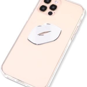 Ellie Rose Mirror Decal for Smartphone, Stick-On Lips Mirror Phone Charm Sticker