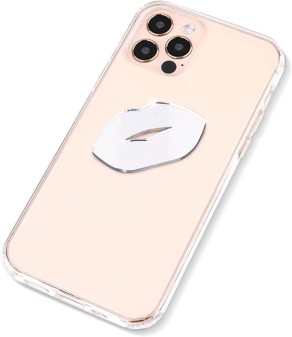 Ellie Rose Mirror Decal for Smartphone, Stick-On Lips Mirror Phone Charm Sticker