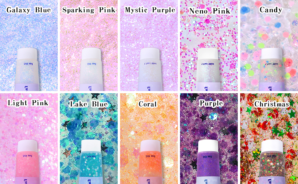 Multiple glitter colors available