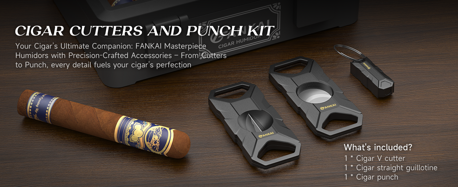 cigar cutter and cigar punch set