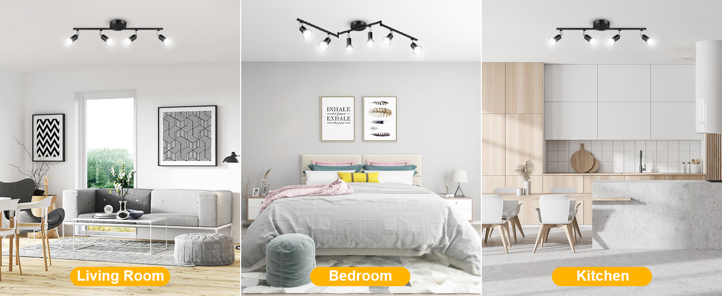 black LED track lighting use in different room