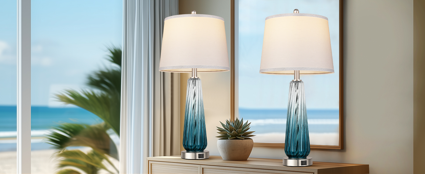 teal glass table lamp 23