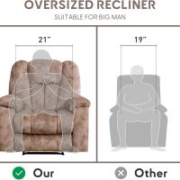Phoenix Home Manual Recliner Chair for Adults with Massage and Heat, Overstuffed Fabric Reclining Chair, Oversized Recliners with 2 Cup Holders and Side Pockets for Living Room, Bedroom, Brown - Image 8
