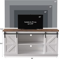 JUMMICO TV Stand for 65 Inch TV, Entertainment Center with Storage Cabinets and Sliding Barn Doors, Mid Century Modern Media TV Console Table for Living Room Bedroom (Bright White) - Image 5