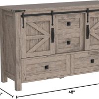 T4TREAM 48'' Farmhouse Dresser for Bedroom w/4 Drawers & Sliding Barn Doors, Tall Chest of Drawers, Rustic Dresser TV Stand w/Shelf, Organizer for Bedroom, Living Room, Foyer,Light Rustic Oak - Image 2