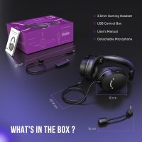 FIFINE PC Gaming Headset, USB Headset with 7.1 Surround Sound, Detachable Microphone, Control Box, 3.5mm Headphones Jack, Over-Ear Wired Headphones for PS5/Xbox/Switch, Black-AmpliGame H9 - Image 8