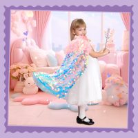 Meland Princess Dress Up for Girls 3-8, 11Pcs Mermaid Cape with Crown, Dress Up Clothes Birthday Gift Toys for Girls Toddlers - Image 4
