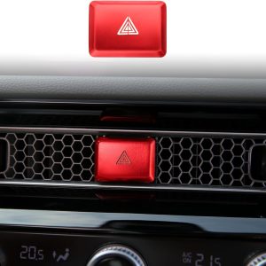 CKE Compatible with Honda Civic Accord CR-V HR-V 2026 2025 2024 2023 Accessories Car Center Console Air Vent Hazard Warning Light Push Button Cover -Red