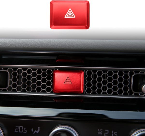 CKE Compatible with Honda Civic Accord CR-V HR-V 2026 2025 2024 2023 Accessories Car Center Console Air Vent Hazard Warning Light Push Button Cover -Red