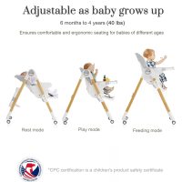 Mallify Convertible High Chairs for Babies and Toddlers, Height Adjustable Baby High Chair, High Chair with Removable Tray, Adjustable Backrest, Portable Baby Dinning Chair with Lockable Wheels - Image 6