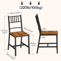 HOOBRO Kitchen Chairs Set of 2, Wooden Dining Room Chairs with Metal Frame, Dining Chairs with Back, Easy to Assemble, Farmhouse Dining Chairs for Kitchen, Living Room, Rustic Brown and Black BF39CD01 - Image 3