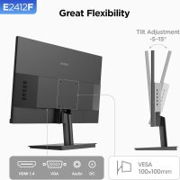 KOORUI 24-inch Computer Monitor Full HD 1920 x 1080p 100Hz VA Display 3000:1 Contrast Ratio with HDMI VGA, Three-Sided Slim Bezels, 100 x 100 mm VESA Mountable, Ergonomic Tilt, Black - Image 6