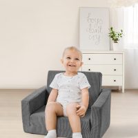 Toddle & Kids Chair,2-in-1 Soft Toddler Couches That Fold Out,Toddler Chairs Comfy 1-3 Years Old,Convertible Sofa to Lounge,Grey - Image 2