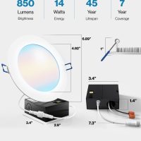 Sunco 12 Pack 6 Inch LED Recessed Light, Canless Ceiling Lights Slim with Junction Box, 850 LM, 14W (100W Equivalent), Selectable CCT 2700K/3000K/4000K/5000K/6000K, Dimmable, Wafer Thin ETL. - Image 6
