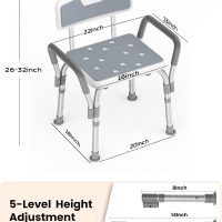 Shower Chair for Inside Shower [Military Grade] [500 lbs Heavy Duty] Shower Seat with Arms and Back for Bathtub, [FSA/HSA Eligible] Height Adjustable Safety Bath Seat for Elderly and Disabled, Adults - Image 8