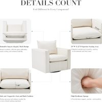 Swivel Accent Chair, 34 Inches Wide Upholstered Arm Chair with Plump Back Pillow, Modern Sofa Living Room Chair for Bedroom, Corner, Reading Nook-Beige - Image 3