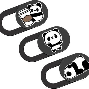 Laptop Camera Cover Slide, Panda Webcam Cover, 0.02 inch Cute Laptop Accessories for iPhone iPad iMac MacBook Pro Air Laptop PC Smartphone Tablet, Camera Privacy Covers Protect Your Visual Privacy