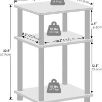 Furinno Just 3-Tier Turn-N-Tube Open Storage Nightstand, 1-Pack, Plastic Poles, Americano/Black - Image 2