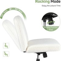 Criss Cross Chair, Cross Legged Office Chair, Wide Comfty Desk Chair, No Wheels Armless Computer Task Chair, Swivel Teddy Fabric Vanity Home Chair, Height Adjustable - Image 6