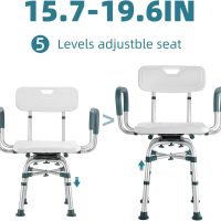 Swivel Shower Chair with Arms and Back, 500 lbs Heavy Duty Shower Seat for Inside Shower Stall and Bathtub, Height Adjustable Safety Bath Seat for Elderly, Adults, Handicap and Disabled - Image 6