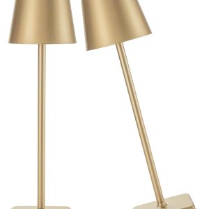 HASUN 2 Pack Rechargeable Table Lamp, LED Cordless Desk Lamp, 5200mAh Battery Operated Table Light, Aluminum Shell, 3 Color Stepless Dimming Up Waterproof for Coffee Table/Indoor/Outdoor (Gold)