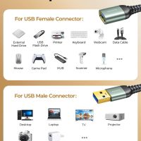 AINOPE USB Extension Cable,USB Extender,USB 3.0 Extension Cable, Male to Female Cord High Data Transfer Compatible with Webcam,USBKeyboard,Flash Drive,Hard Drive,Printer,10FT,Grey - Image 6