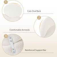 Giantex Criss Cross Chair, Faux Fur Cross Legged Desk Chair No Wheels w/Arms, Height Adjustable Upholstered Vanity Chair, Swivel Accent Chair for Living Room, Home Office, Bedroom, Make Up, White - Image 7