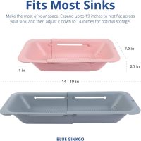 BLUE GINKGO Sink Colander Baskets - (Pack of 2) Wash Vegetables and Fruits, Drain Cooked Pasta and Dry Dishes - Extendable - New Home Kitchen Essentials (Grey & Pink) - Image 5