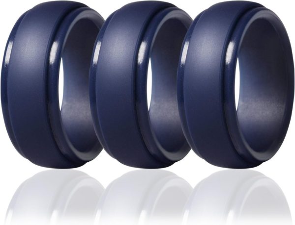 3 Pcs Silicone Wedding Ring for Men,8mm Wide 2.5mm Thick Rubber Wedding Bands for Him Her,Flexible Silicone Rings for Gym,Outdoor
