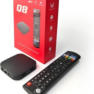 Q8 4K TV Box Android 11.0 with Amlogic S905Y4, 4GB RAM 32GB ROM, Dual WiFi 2.4G/5G and BT5.0, Smart T-V Box with BT Voice Remote and IR Learning (Batteries not Included)