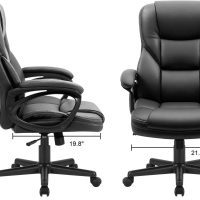 Furmax Office Executive Chair High Back Adjustable Managerial Home Desk Chair, Swivel Computer PU Leather Chair with Lumbar Support (Black) - Image 3