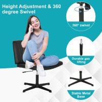 BestOffice Criss Cross Chair Comfy Armless Cross Legged Office Chair No Wheels Desk Chair Wide Adjustable Swivel Computer Task Vanity Chair for Reading, Computer Gaming, Home Office, Vanity, Black - Image 7