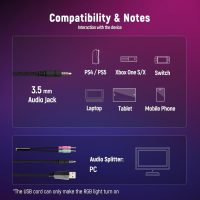 Gaming Headset for PC, Ps4, Ps5, Xbox Headset with 7.1 Surround Sound Gaming Headphones with Noise Canceling Mic, LED Light Over Ear Headphones for Switch, Xbox Series X/S, Laptop, Mobile White - Image 5