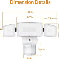 LEPOWER LED Security Lights Motion Sensor Light Outdoor, 38W 4200LM Light, 5500K, IP65 Waterproof, 3 Head Detected Flood Light for Garage, Yard, Porch (White) - Image 7