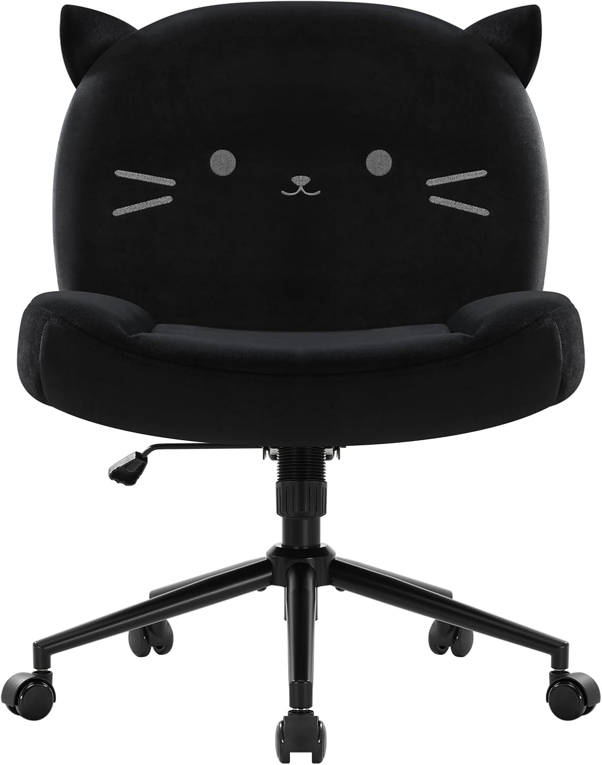 Armless Office Desk Chair with Wheels,Ergonomic Criss Cross Legged Computer Chair with Fabric Padded, Height Adjustable Wide Seat Vanity Chairs,Mid Back Task Chair for Home, Bedroom (Black)