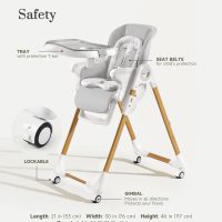 Mallify Convertible High Chairs for Babies and Toddlers, Height Adjustable Baby High Chair, High Chair with Removable Tray, Adjustable Backrest, Portable Baby Dinning Chair with Lockable Wheels - Image 8