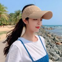 Sun Hat Sunshade Empty Top Spring and Summer Outdoor Sports Ladies Knitted Duckbill Hat - Image 2
