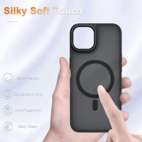 for iPhone 14 Case, iPhone 13 Case, with 1 Screen Protector, Matte Magnetic Slim Phone Cover, Support for Magsafe, Shockproof Protection Translucent Frosted Back,Black - Image 4