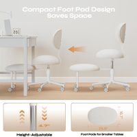 Ergonomic Cross Legged Office Chair with Wheels, ADHD Chair for Adults, Meditation Chair, Yoga Office Chair, Comfortable Back Support, Height Adjustable,Small Spaces, Teddy Fabric, White - Image 5