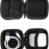 Earbud Case, Portable Square Earphone Carrying Case with Zipper, Mini Storage Bag for Wireless Earbuds Bluetooth Headset SD Memory Card Charge Cable, Cell Phone Accessories Organizer, Blue - Image 3