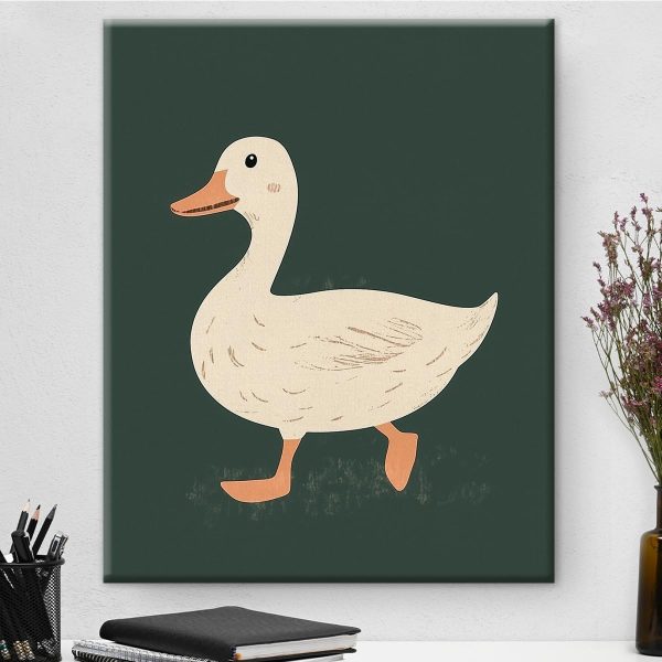 Goose Framed Wall Art Decor Cute Goose Dark Green Canvas Print Poster Painting Pictures Farm Animal Artwork for Home Boy Nursery Kid's Room Wall Decoration 8x10 Inches