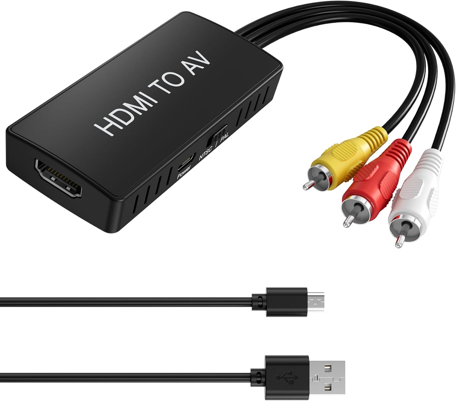 HDMI to RCA Converter, HDMI to AV Adapter for Old TV, RCA Composite Video Converter Supports PAL/NTSC for TV Stick, Roku, Android Box, DVD