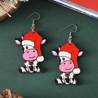 Christmas Earrings for Women Cute Baby Cow Christmas Hat Design Drop Dangle Earrings Christmas Outfits Costume Jewelry Accessories - Image 5